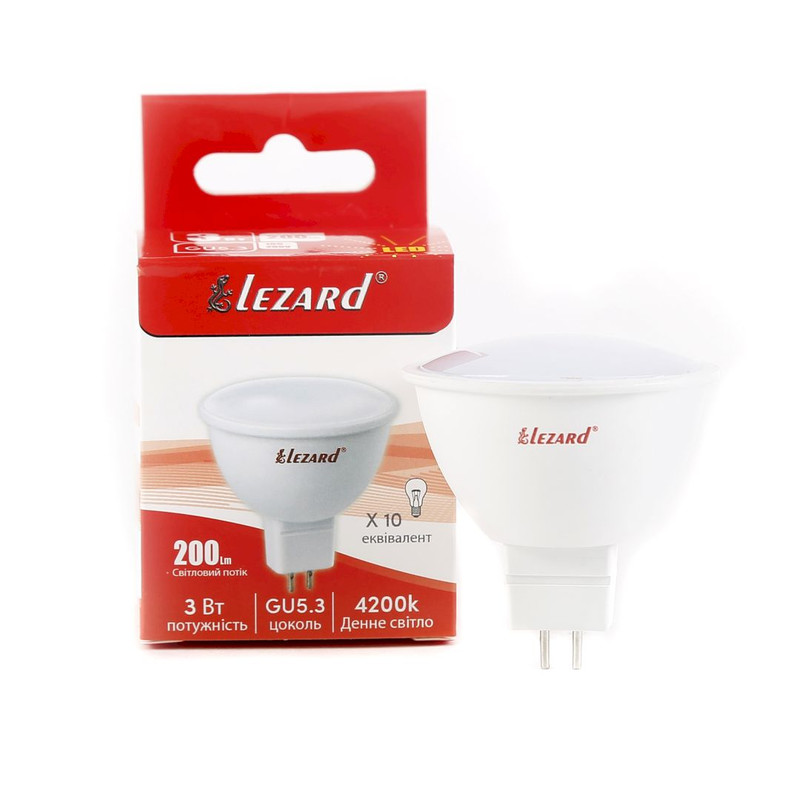 Лампа світлодіодна Lezard LED MR 3Вт, GU5.3, 200K (442-MR16-03)